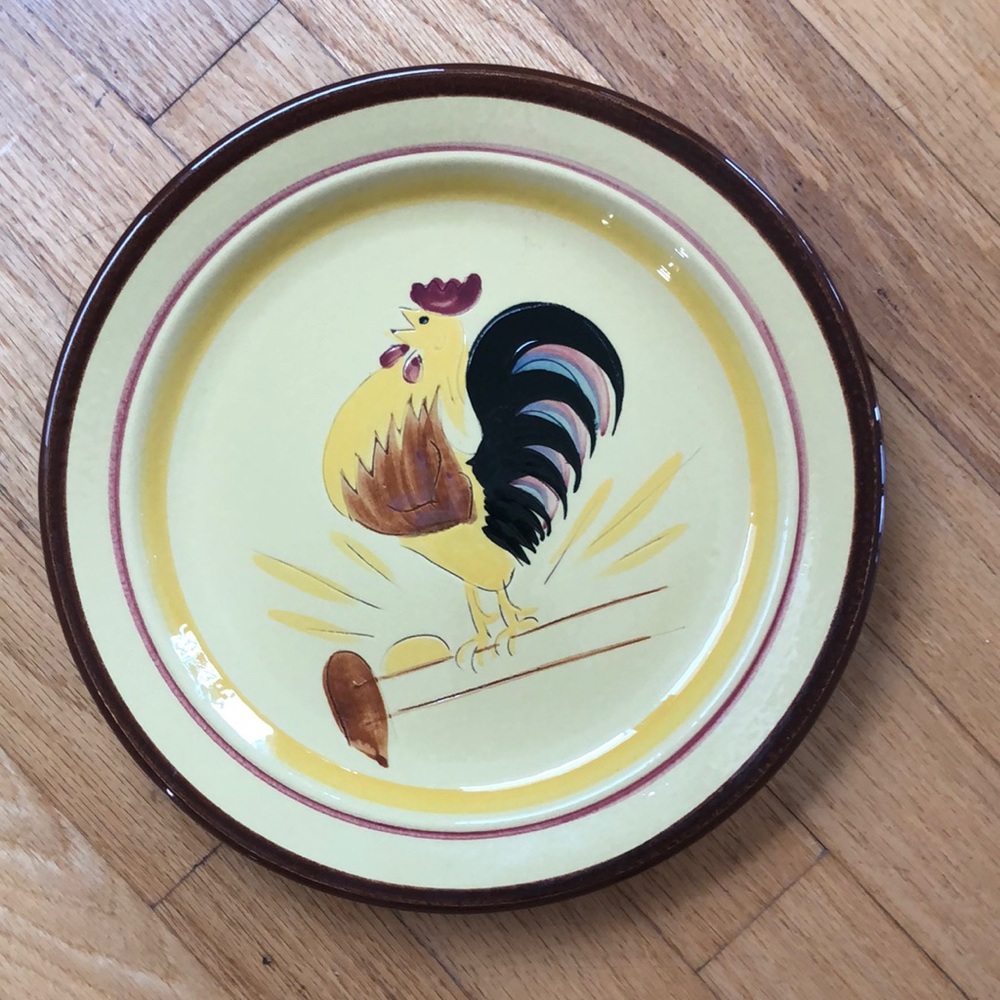 STANGL Rooster Plate / Hand Painted / 10” diameter
